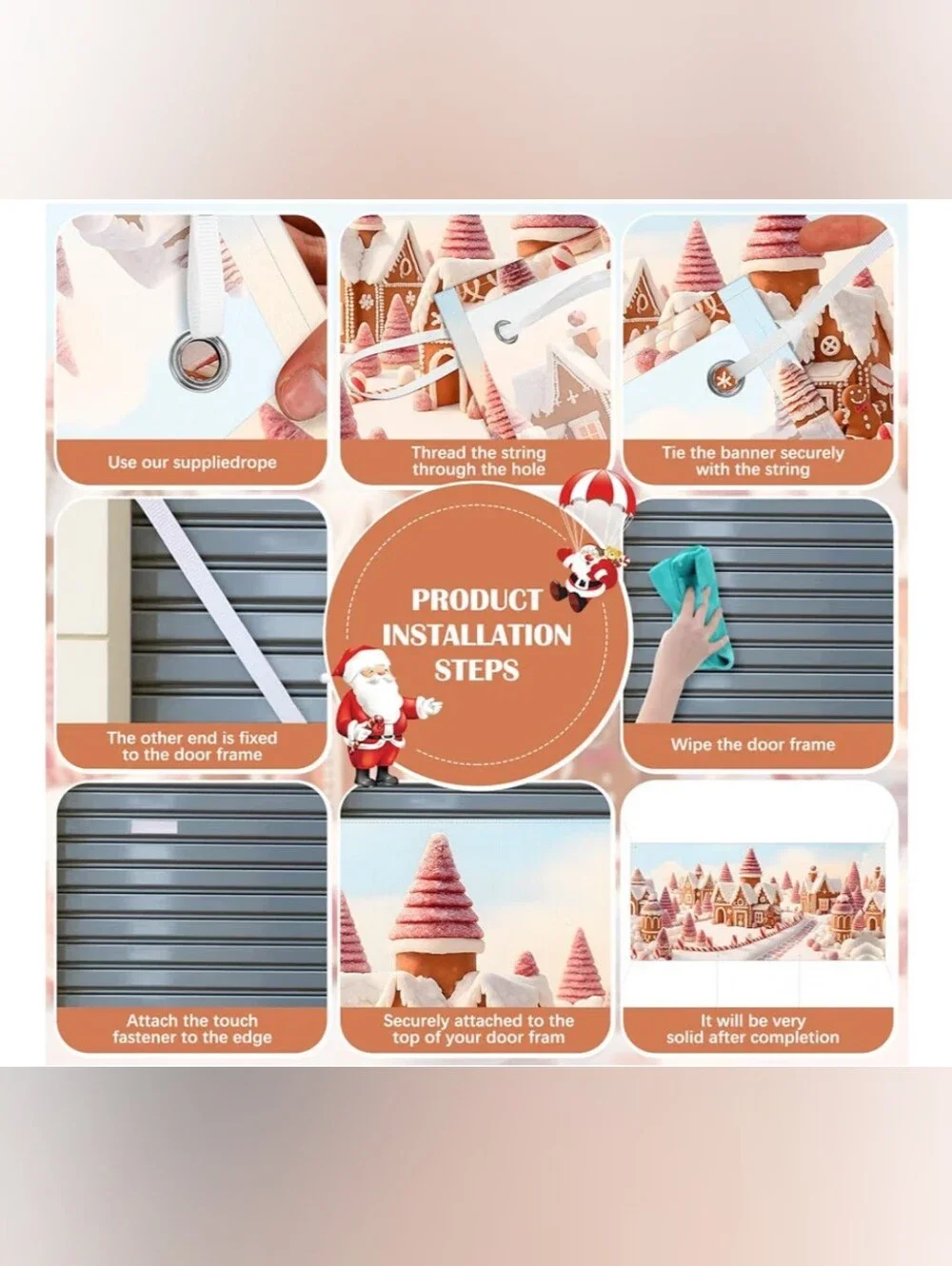 Holiday Gingerbread Scene Garage Cover 6x13– Red